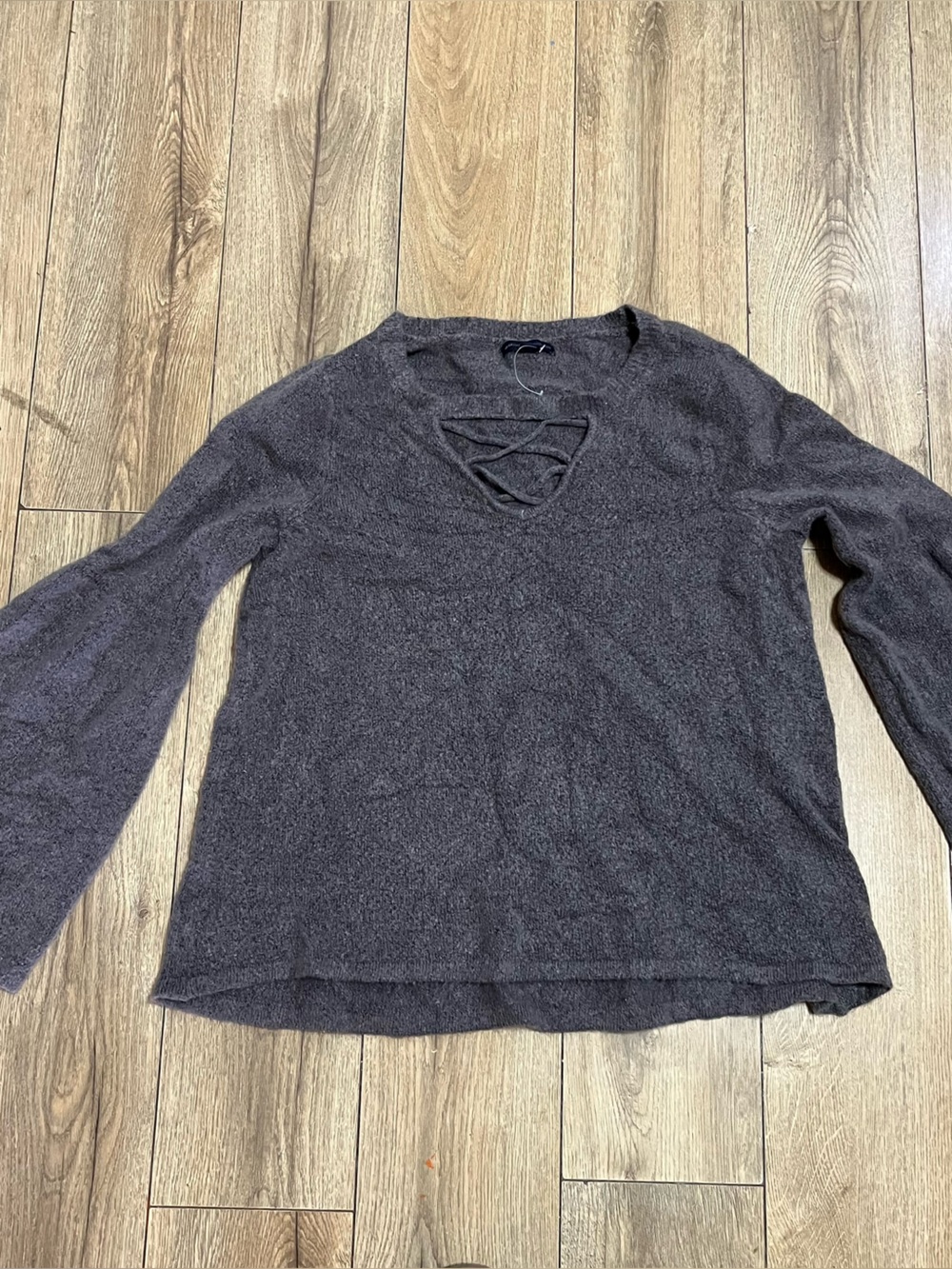 American Eagle Outfitters Women's Dark Brown Crewneck Sweater